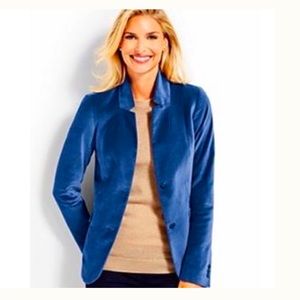 Talbots Aberdeen blue velvet blazer jacket size 18